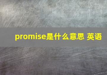 promise是什么意思 英语